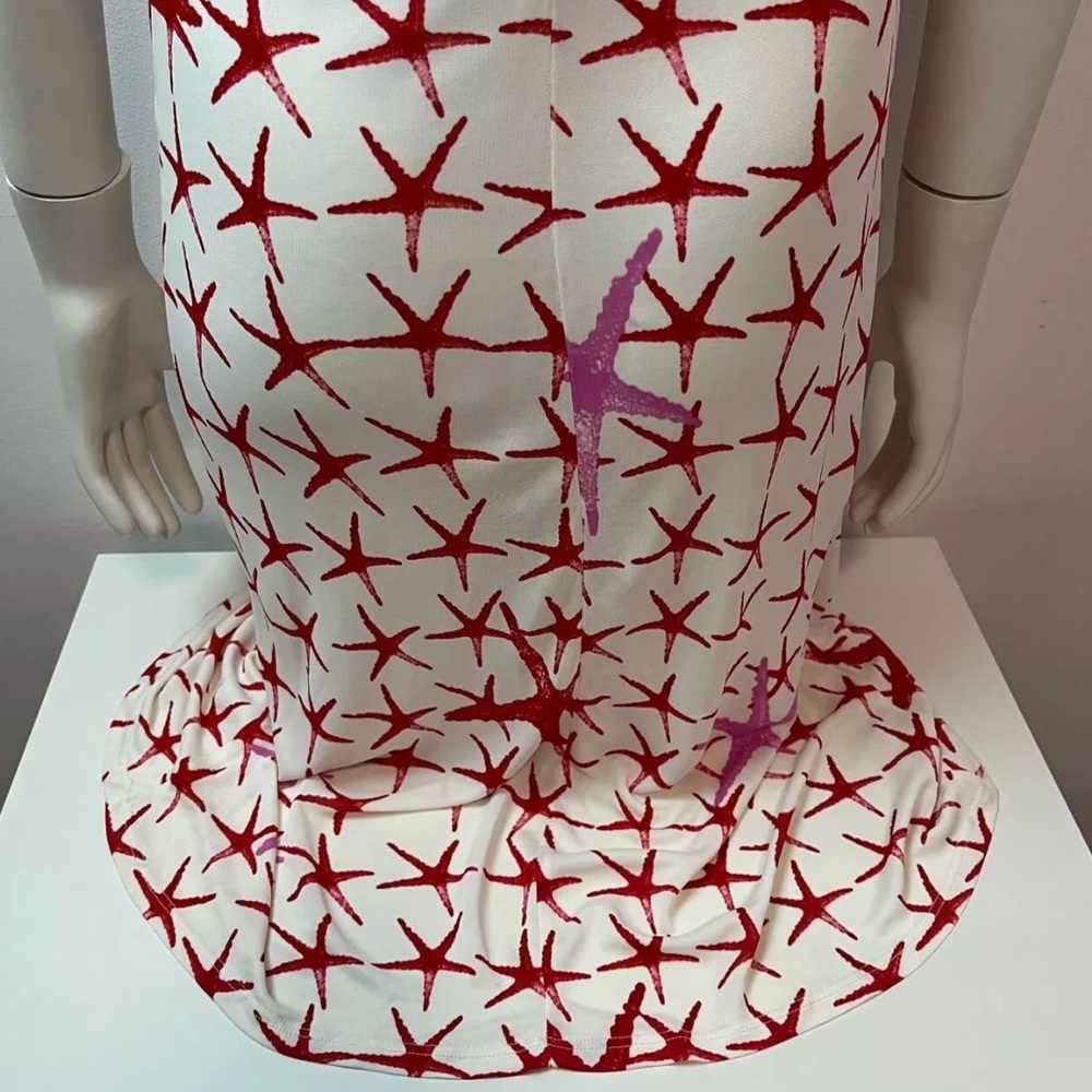Versace Red and White Cowl Neck Sheath Midi Dress - Picture 12 of 16